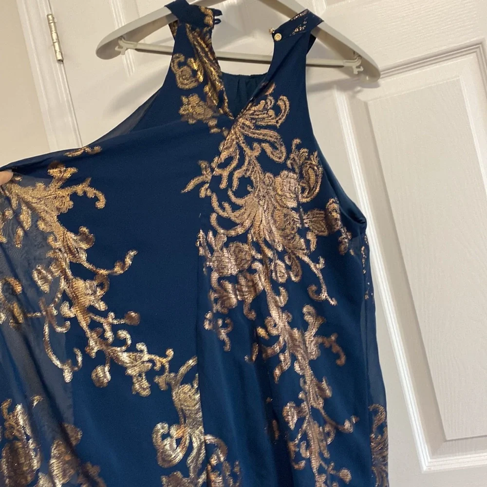 Green & Gold High Neck Babydoll Dress by One Clothing LA - Picture 8 of 12